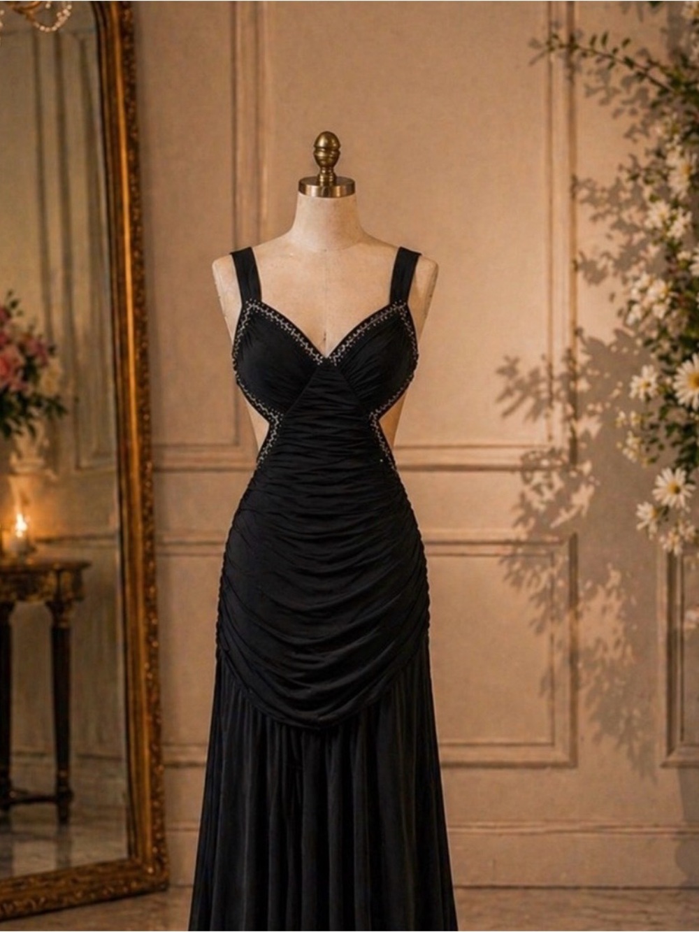MAXI BLACK DRESS GOWN FROM BCBG MAX AZRIA SIZE S - Picture 2 of 15